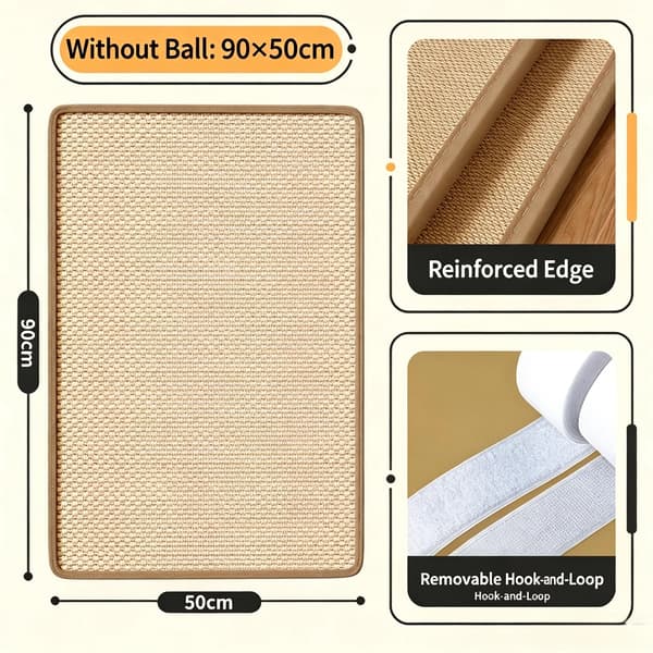 Kattekradsepost, Pladsbesparende Design, Holdbart Sisalmateriale,90x50cm-1pc