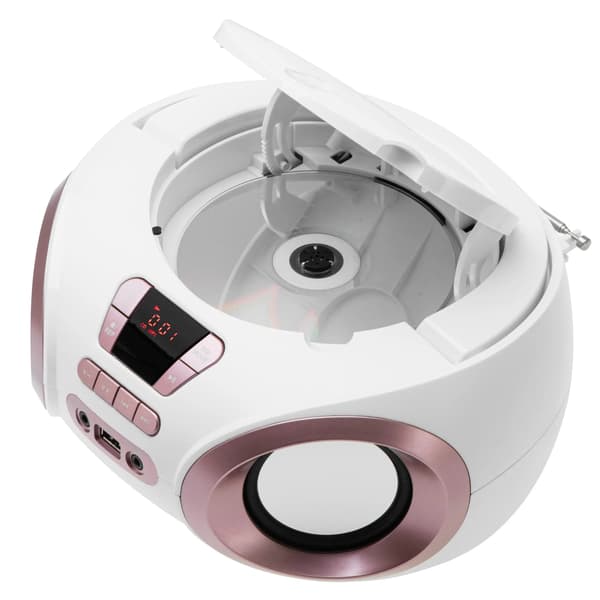 Boombox, CD-spelare, USB- och AUX-ingång,VIT