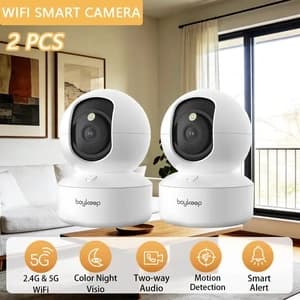 Inomhus säkerhetskamera, 3MP upplösning, dual-band WiFi-anslutning,2PCS
