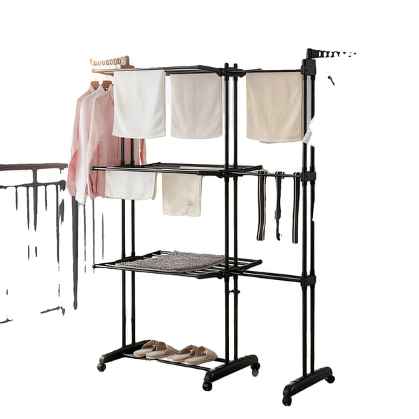 Tørrerack, Foldbar, Multi-Niveau Struktur,sort, XXL-b
