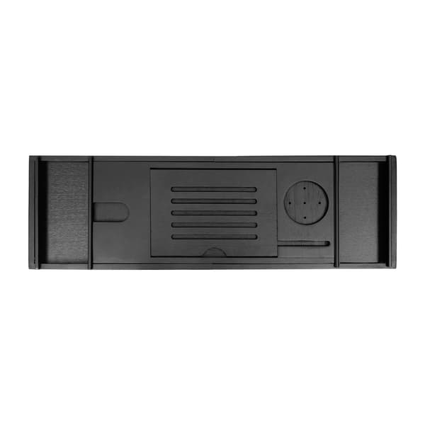 Badekar Tray, Justerbar Længde, Holdbart Bambus Design,sort
