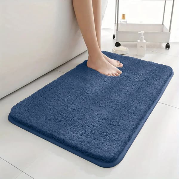 Badrumsmatta, Antiskliddesign, Superabsorberande Material,Blå, 50cm x 80cm-a