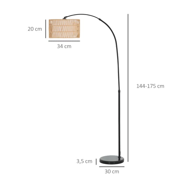 Gulvlampe, Justerbar Højde, Rustik Design,sort