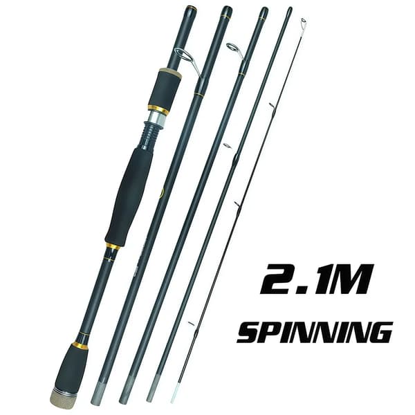 Fiskestang, teleskopisk design, holdbart kulfiber,2.1m-Spinning