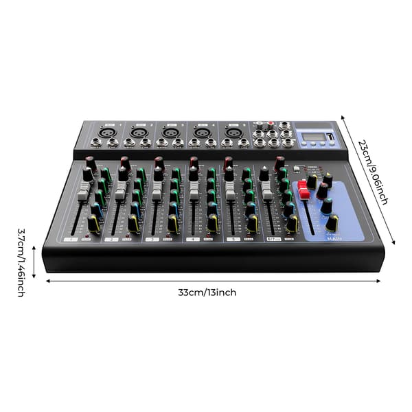 Lydmixer, 7 Kanaler, Kompakt Borddesign,Sort