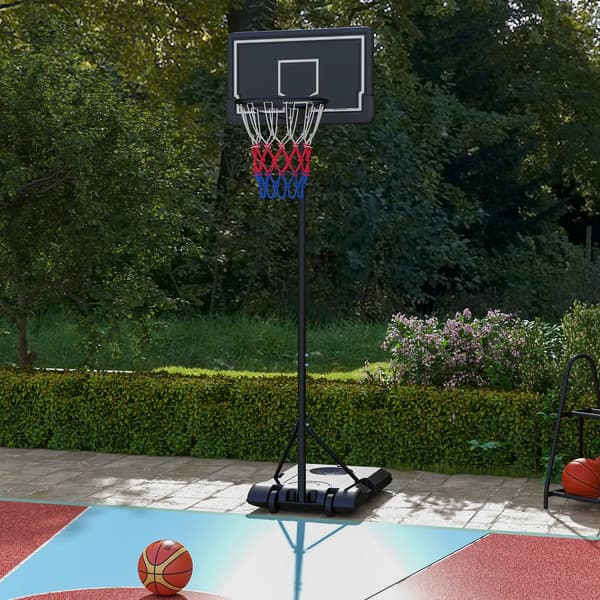 Basketballkurv, Justerbar Højde, Bærbart Design,Sort