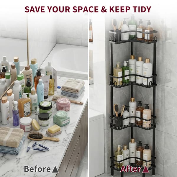 Hjørneshelf, Metal Design, Multifunktionel Opbevaring,sort