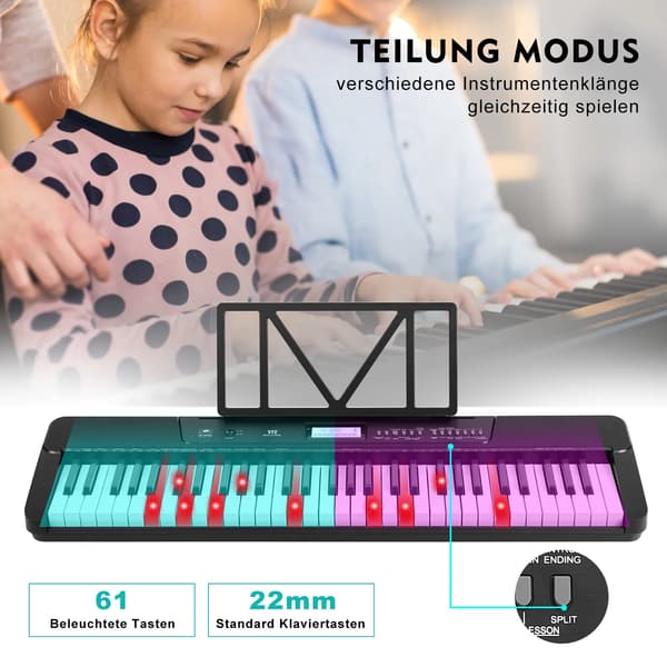 Digital E-Piano, 37 Taster, Optagelsesfunktion, Læringsmuligheder, Bærbart Design, CE Certificeret
