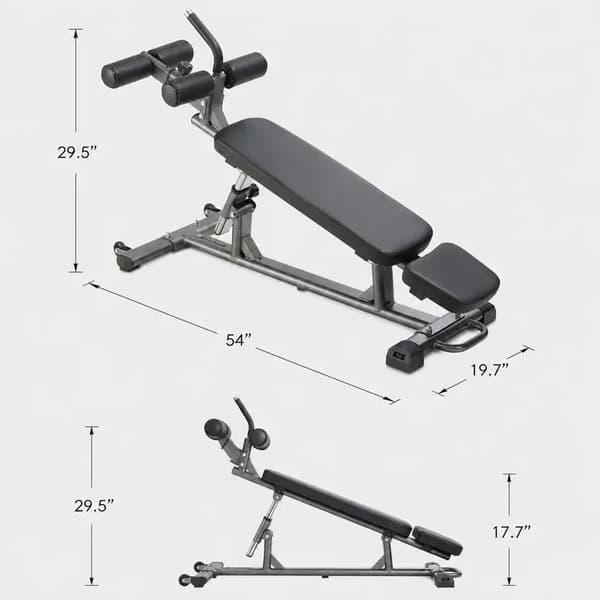 Sit-up bänk, Justerbar Höjd, Hög Lastkapacitet, GRÅ