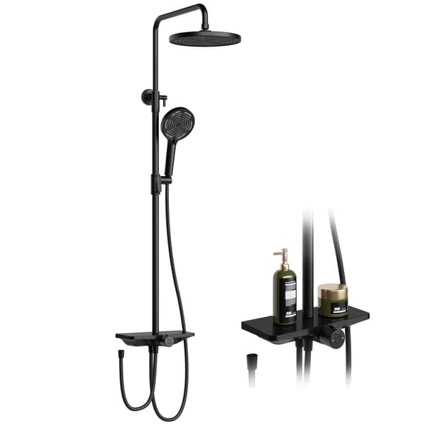 Duschsystem, Justerbar Kolumn, Regnfunktion,svart