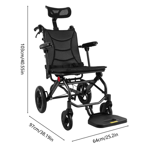 Transportstol, Fällbar Design, Justerbart Ryggstöd,svart