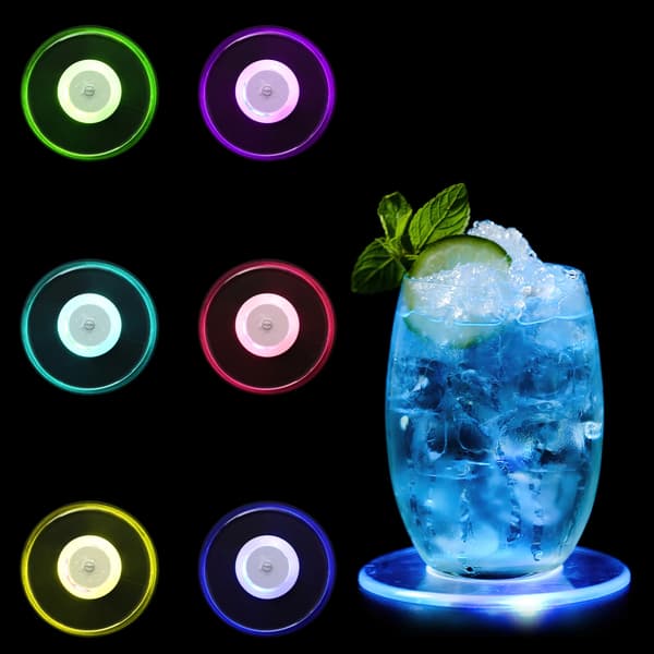 LED Underlag, 7 Belysningsmuligheder, Vandtæt Design,6Pcs