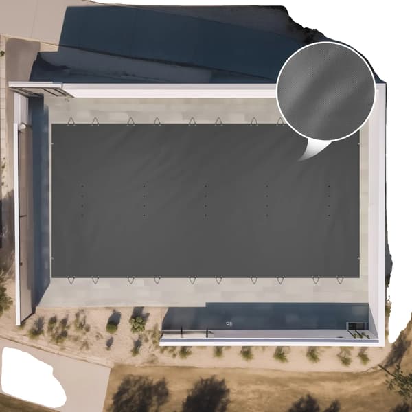 Nedgrävd Poolöverdrag, PVC Nät, 3,66 x 7,62 meter, Lämplig för Rektangulära Pooler, Dräneringshål, Vinter Säkerhetsfunktion