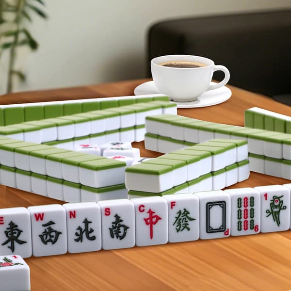 Mahjong Sæt, 144 Brikker, Holdbare Materialer,lys grøn