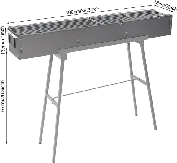 Grill, Bærbar Design, Justerbar Luftdør,Sølv
