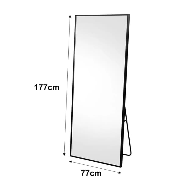 Heltäckande Spegel, Minimalistisk Design, Rektangulär Form,Svart 177x77cm