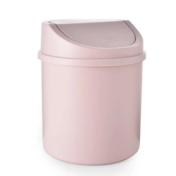 Mini Skrivbordssopkorg, Kompakt Design, Rullande Locktyp,Rosa