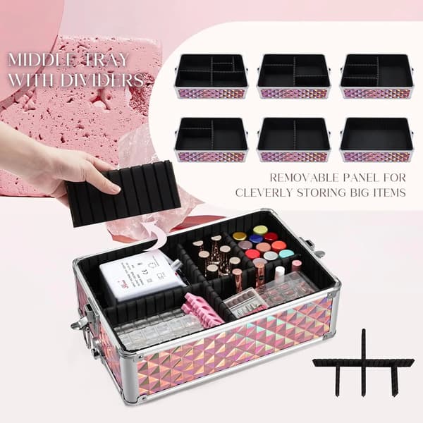 Kosmetiktrolley, Rullande design, Säker låsmekanism,Diamant Rosa