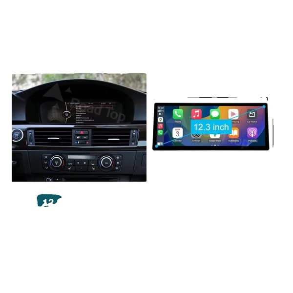 Carplay, højopløsningsskærm, smartphoneintegration, kompatibel med BMW 3/5 Serie E90/E91/E92/E93 E60 E61 E62,E90 CIC 12.3, Ingen-d