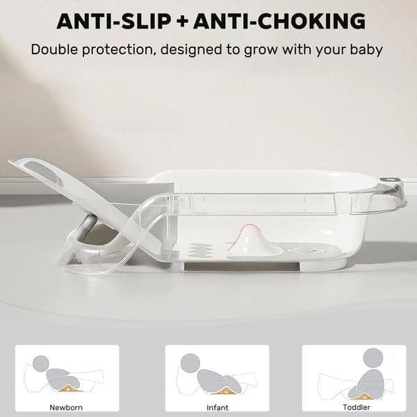 Babytvättstol, Konvertibel Design, Säkerhetstemperatursensor,GRÅ