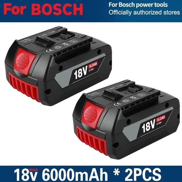 Litiumjonbatteri, 18V, 6000mAh kapacitet, 2st batteri 6.0AH