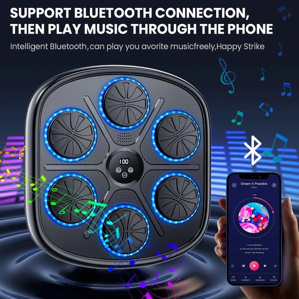 Boxningsträningsmaskin, Digital display, Bluetooth-anslutning, 2 par handskar