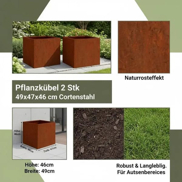 Planter, Cortenstål, Antikorrosionsdesign,Mørk Khaki