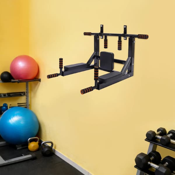Vægmonteret Pull Up Bar, Heavy Duty, Pladsbesparende Design,sort
