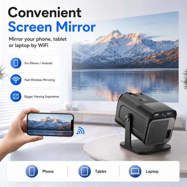 Mini Projektor, Android 11, Trådlös Anslutning,LCD-projektor