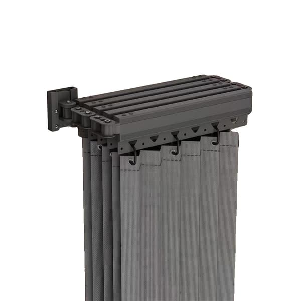 Fällbar Duschdraperi Set, Vattentåligt Tyg, Utdragbar Design,Grå - 5 Vikta