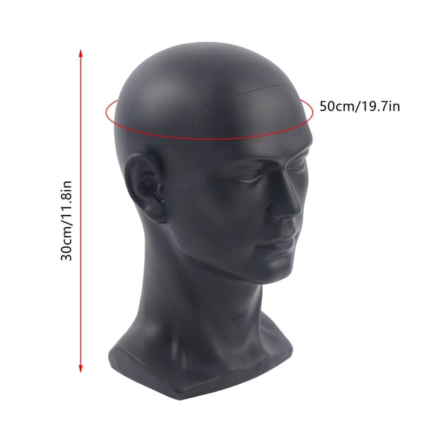 Mannequin Hoved, Mandlig Design, Holdbart PVC Materiale,Matte sort