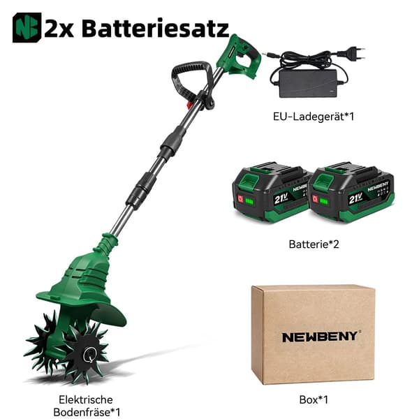 Elektrisk Rototiller, Kraftfull Prestanda, Lätt Design,2 Batteri