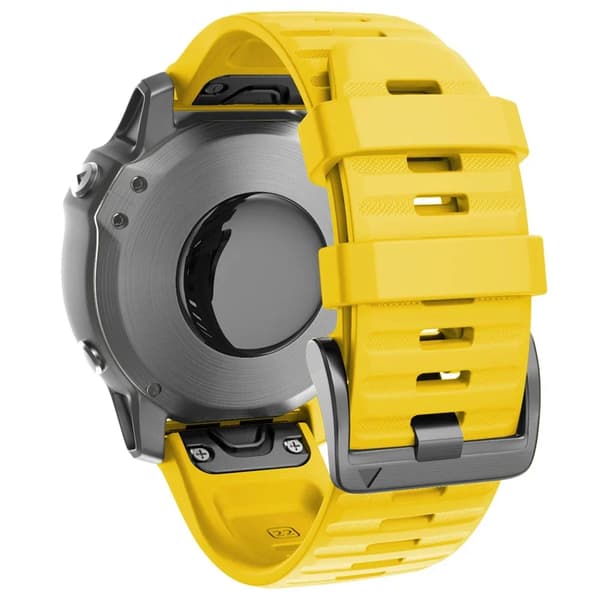 Læderurrem, Holdbart Materiale, Justerbar Længde,Silikone Gul, QuickFit 22mm