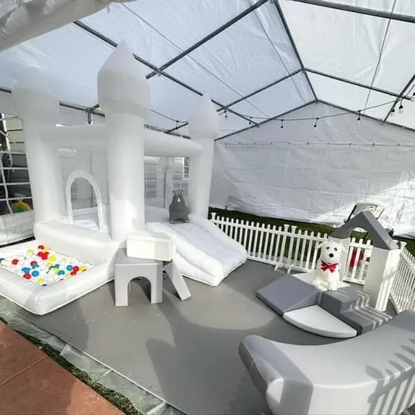Oppustelig Hoppehus, Rutsjebane, Holdbart Design,hvidt hus