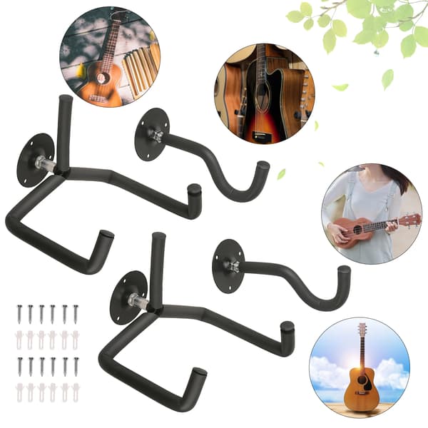 Gitarrväggfäste, Platsbesparande Design, Flexibel Installation,svart