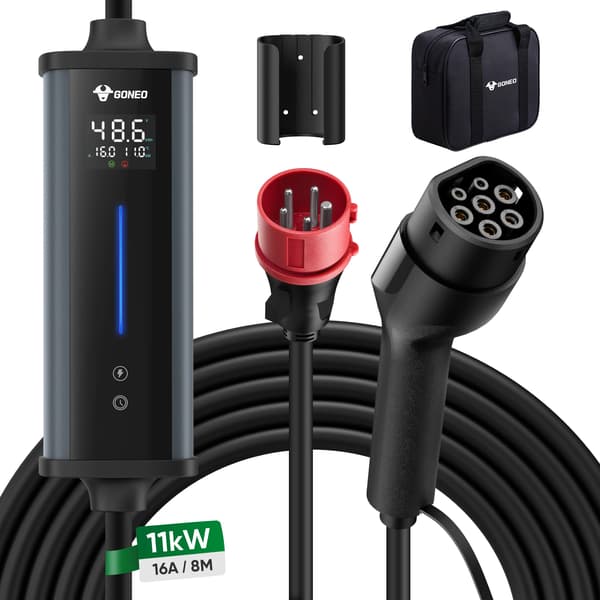 EV-laddare, 11 kW effekt, justerbar ström,11KW 8M CEE