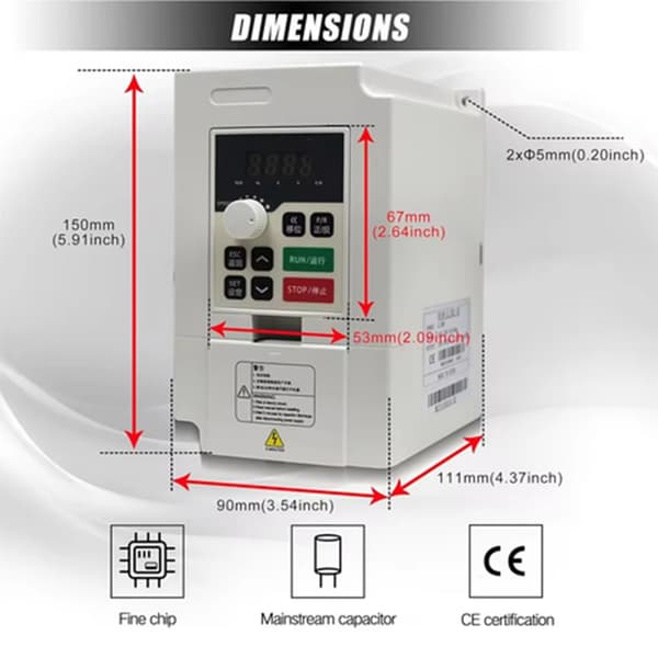 Variabelfrekvensdriv, 2,2 kW, 11A utgångsström,220V