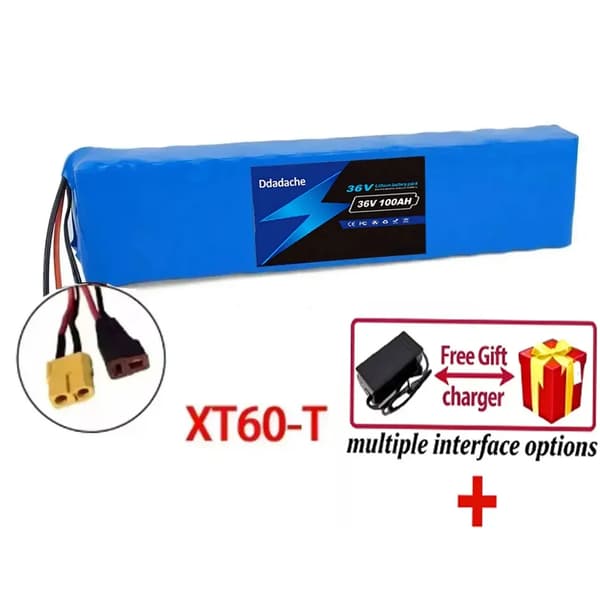 Litiumjonbatteripack, 100Ah kapacitet, 36V spänning,36V-a, XT60-T