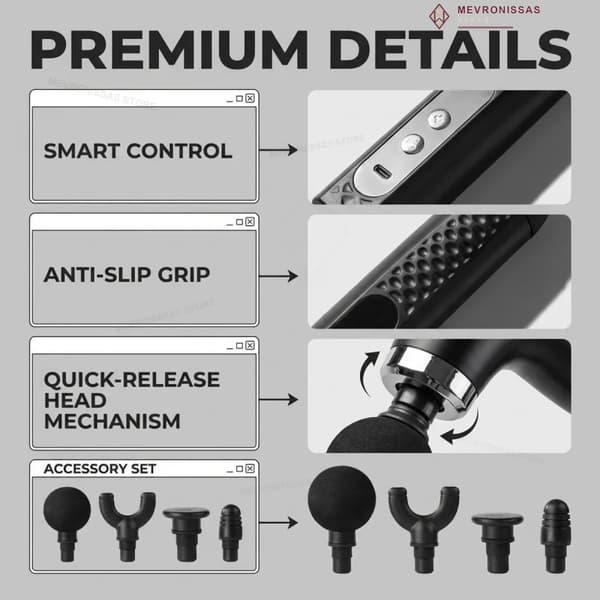 Massagepistol, 9 justerbare tilstande, USB-opladning,sort