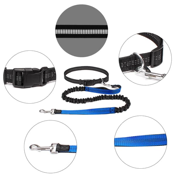 Hundkoppel, Handsfree-design, Justerbart midjebälte,svart