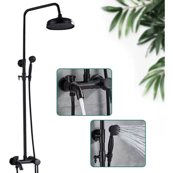 Duschsystemset, Väggmonterat, Handhållet Funktion,svart