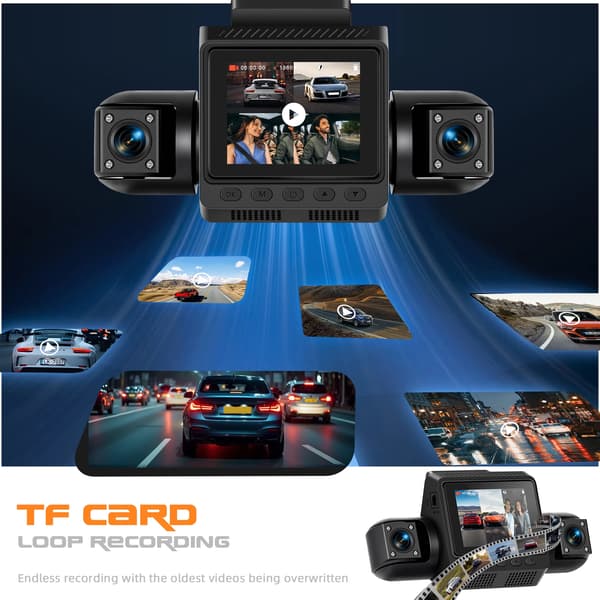 Dash Cam, 4 Linser, Nattesyn,Bil Dash Cam