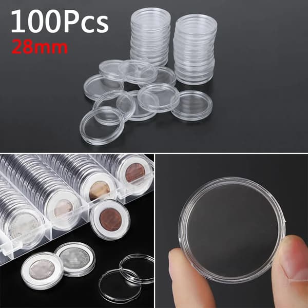 Myntkapslar, Transparent Design, 100 Stycken,28mm