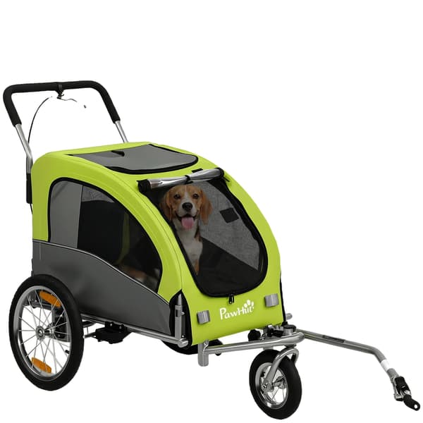 Hundecykeltrailer, affjedringssystem, sammenfoldeligt design,grøn, 160X71X101 cm