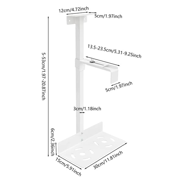 Under Desk PC Mount Holder, Justerbar Højde, Pladsbesparende Design,HVID
