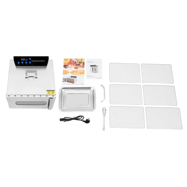 Matdehydrator, 6 brickor, 400W effekt, 220V spänning, justerbar temperatur 30-85℃, timer 0,5-24h