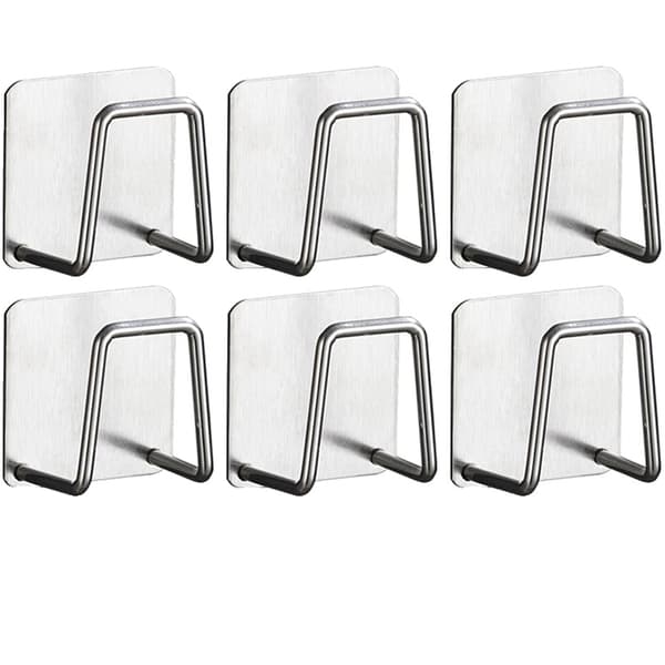 Spongeholder, Rustfrit Stål, Pladsbesparende Design,6PCS-sølv
