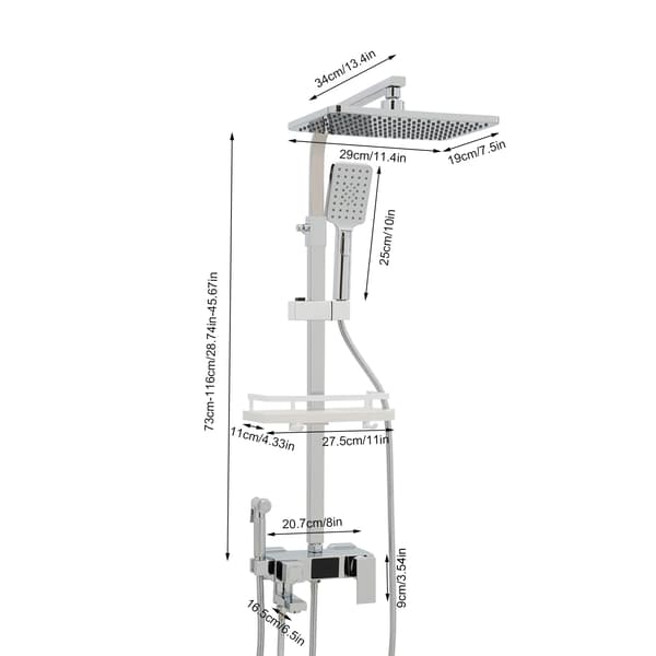 Duschsystem, 360° roterbar takdusch, LED digital display,Silver