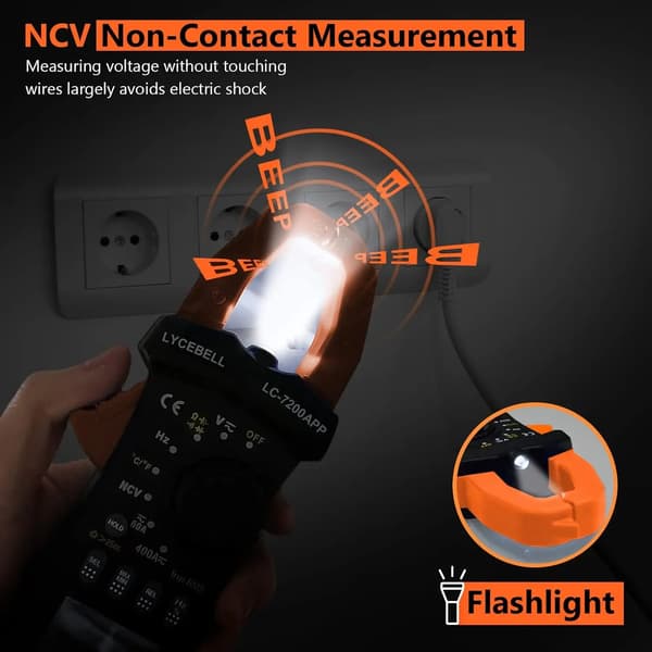 Klämmultimeter, True-RMS-mätning, Bluetooth-anslutning,7200C-APP