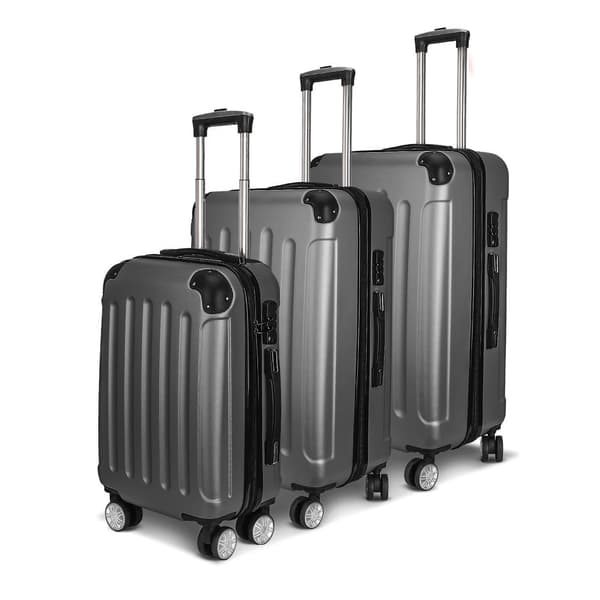 Bagageset, ABS Hårdskal, 3-delad Design,Mörkgrå